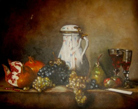 Reproduction  Raisins et Grenades chardin